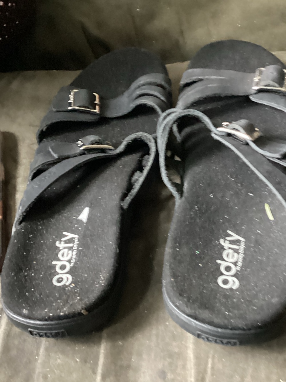 Godefy Black Slip-On Sandals with Buckle Straps